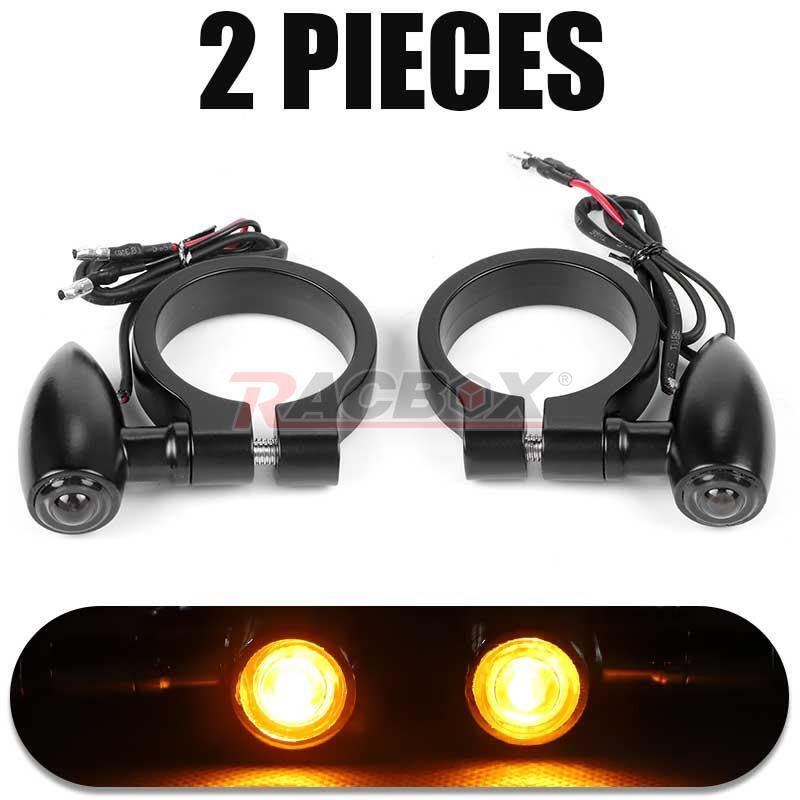 2pcs Motorcycle LED Turn Signal Light Blinker Lights 41mm Fork Clamp Indicator