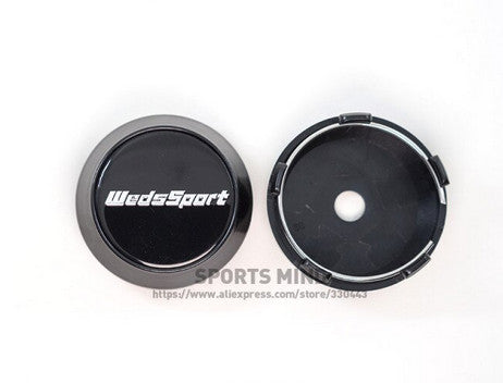 4x60mm wheel center cap, hubcap rim cap, badge decal, WedsSport, Black TE37
