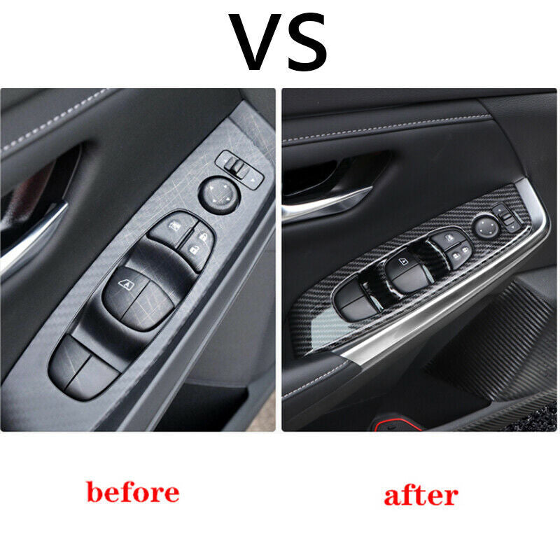 Carbon Fiber Window lift panel switch cover trim for Nissan Sylphy Sentra 2020