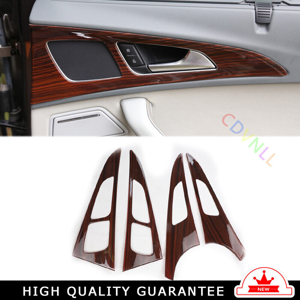 Car Inner Door Panel Cover Decor Trim 4PCS Fit for Audi A6L 2012-2018 Red Wood