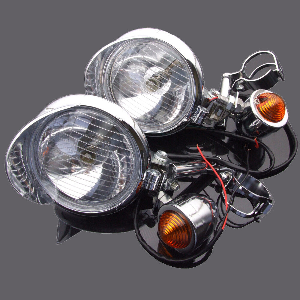Chrome-plated motorcycle driving lights, fog lights, turn signals, and light strips are suitable for Harley-Davidson motorcycles.