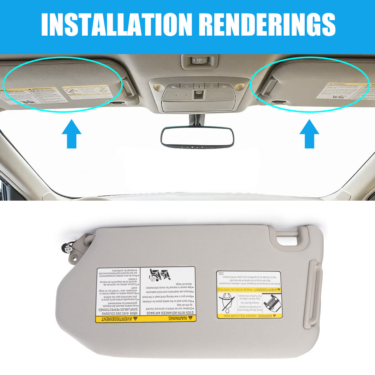 2PCS Left Right Sun Visor Fits for INFINITI QX60 2018 Luxury 3.5L 96400-9PB0A