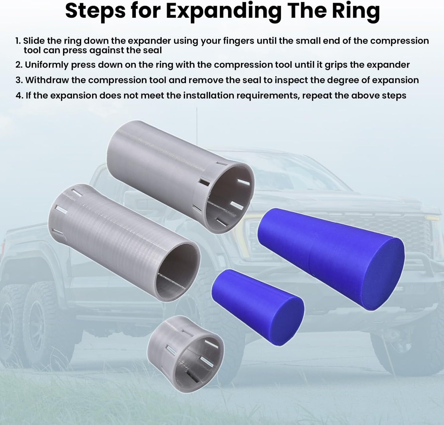 Adjusting and sizing tools for solid seal rings on the input shaft of for Ford 10R80 transmission (5 pieces)