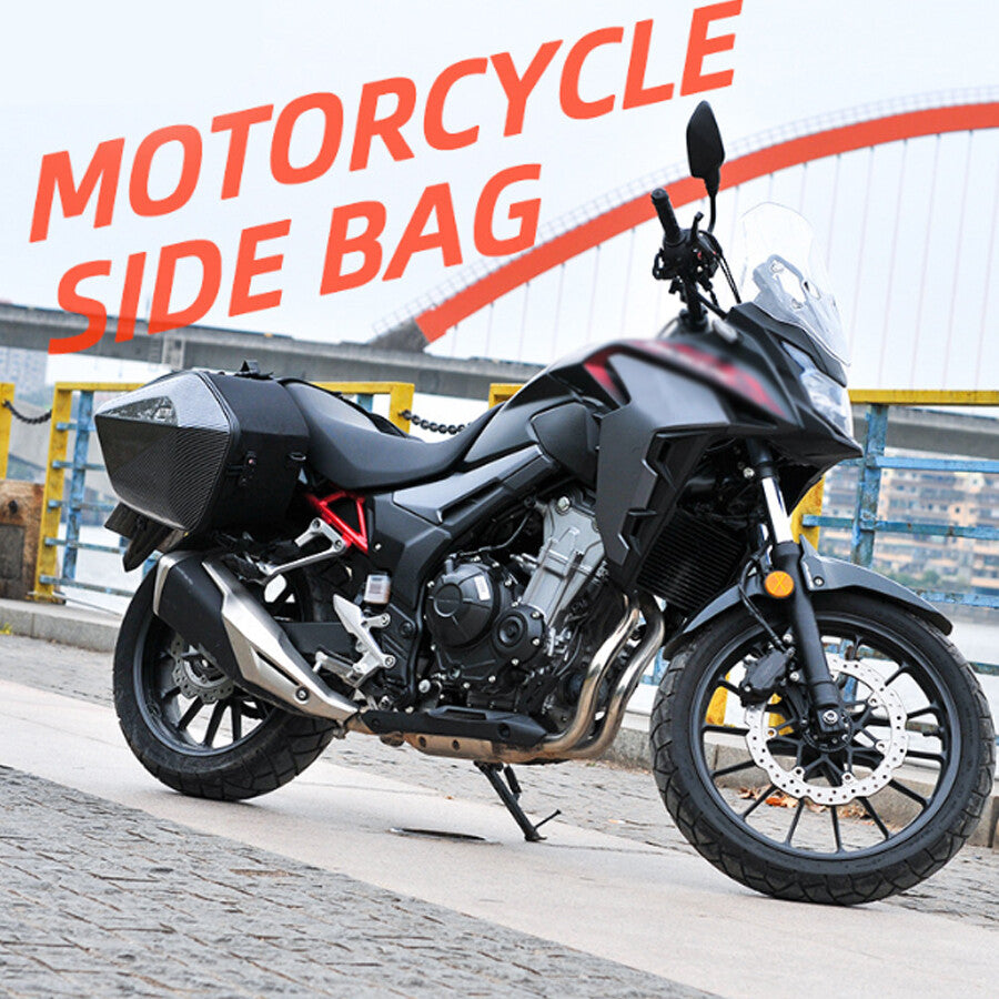 2¡Á30L Motorcycle Dual Saddle Bag Helmet Storage Hard Shell Side Bag w/Rain Cover
