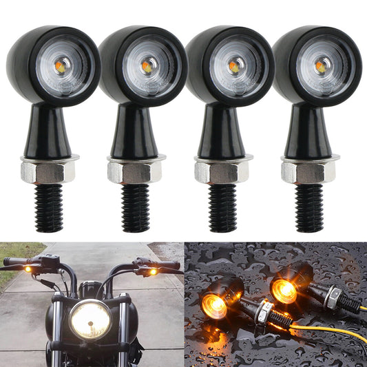 4-Piece Motorcycle LED for Mini Turn Signal Lights Flashing 8mm 12V for Bobber Cafe Racer