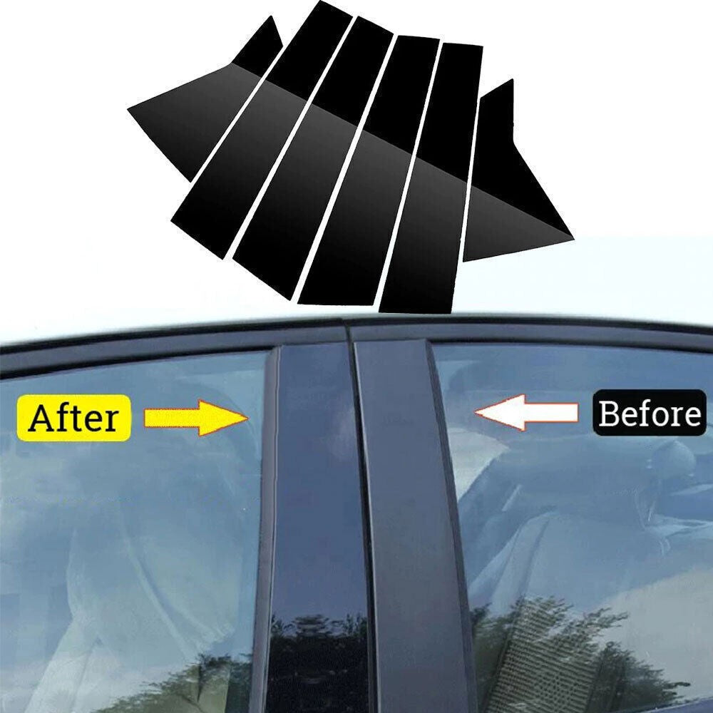 for Honda for Civic Sedan 2016-21 Piano Black Pillar Posts Door Window Molding Strip