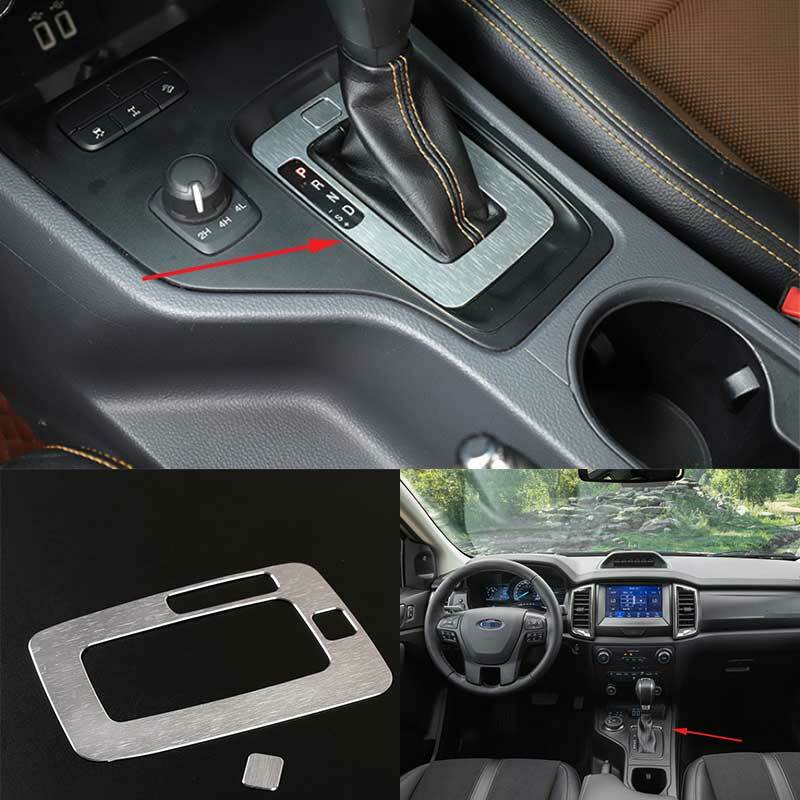 for Ford Ranger 2015-2022 Silver Aluminum Central Console Gear Shift Panel Trim
