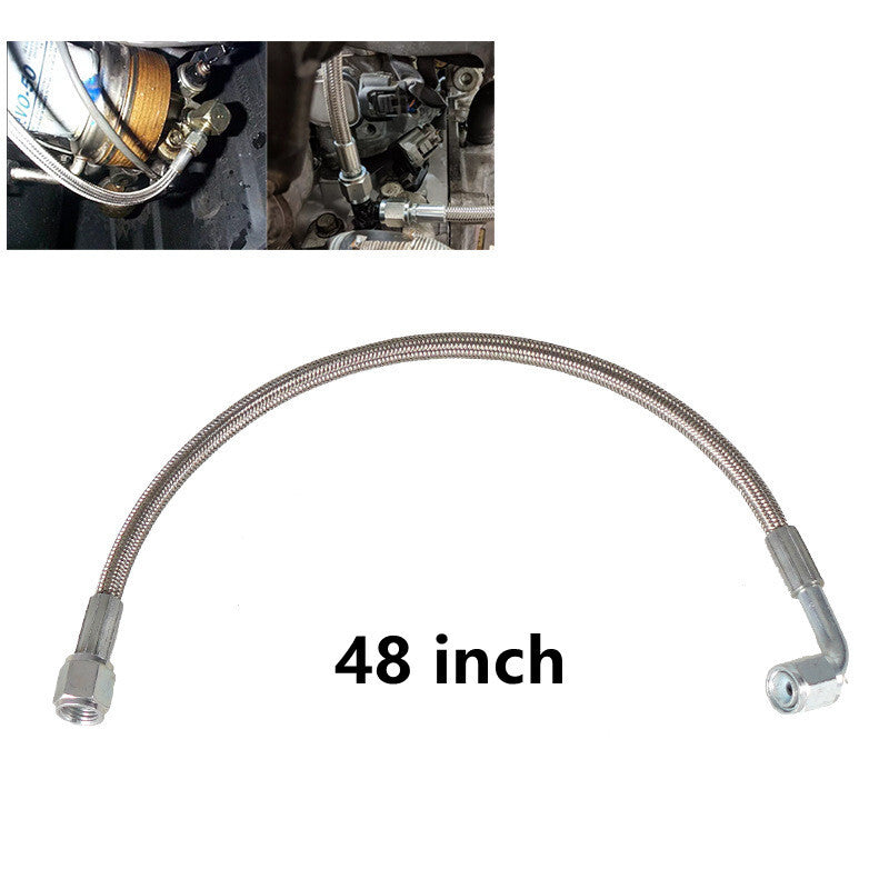 Turbine oil feed line 48-inch steel braided PTFE line 4AN 90° straight hose end PTFE