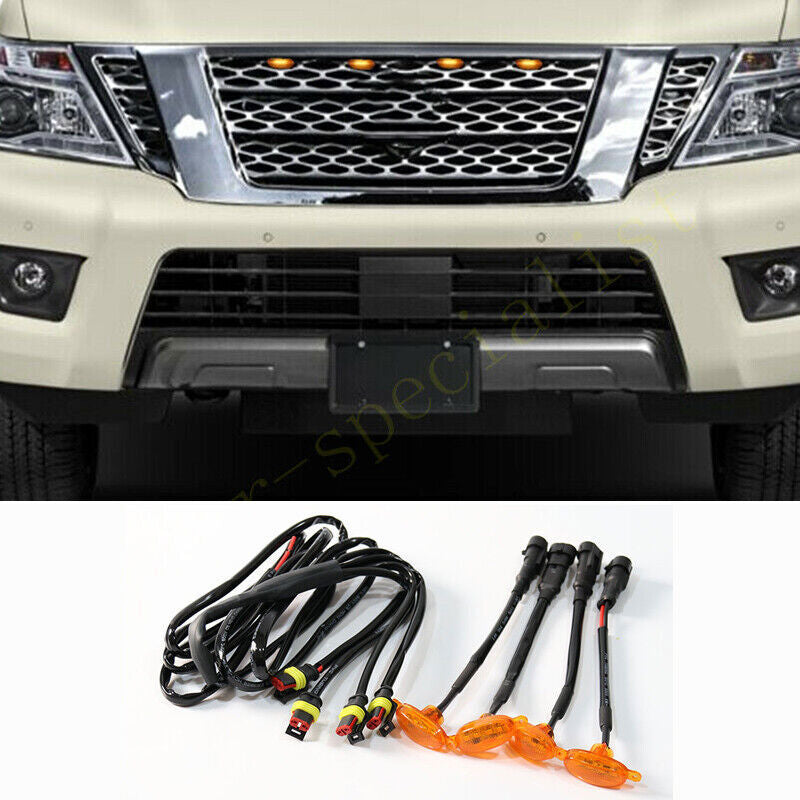 for Nissan Armada 2017-2024 Style Grill yellow LED Amber Marker Light Kit