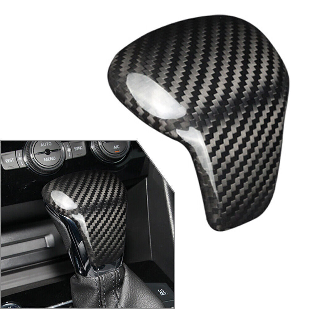 for VW for Tiguan 2017 2018 2019 Carbon Fiber Gear Shift Knob Cover Trim Black
