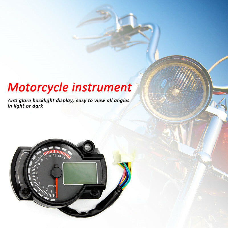 7 Colors LCD Universal Motorcycle Speedometer Gauge Digital Tachometer Odometer