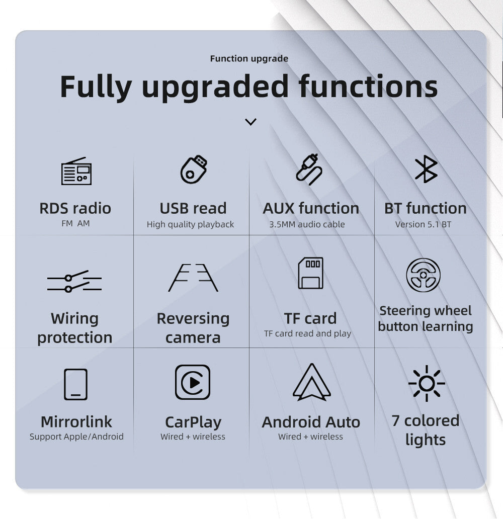Single 1Din 7in Car Stereo Bluetooth Radio For Apple Carplay Android Auto Camera