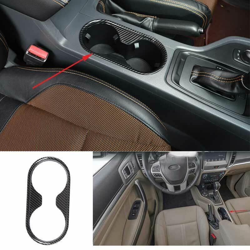 for Ford Ranger 2015-2022 Carbon Fiber Gear Shift Water Cup Panel Cover Trim