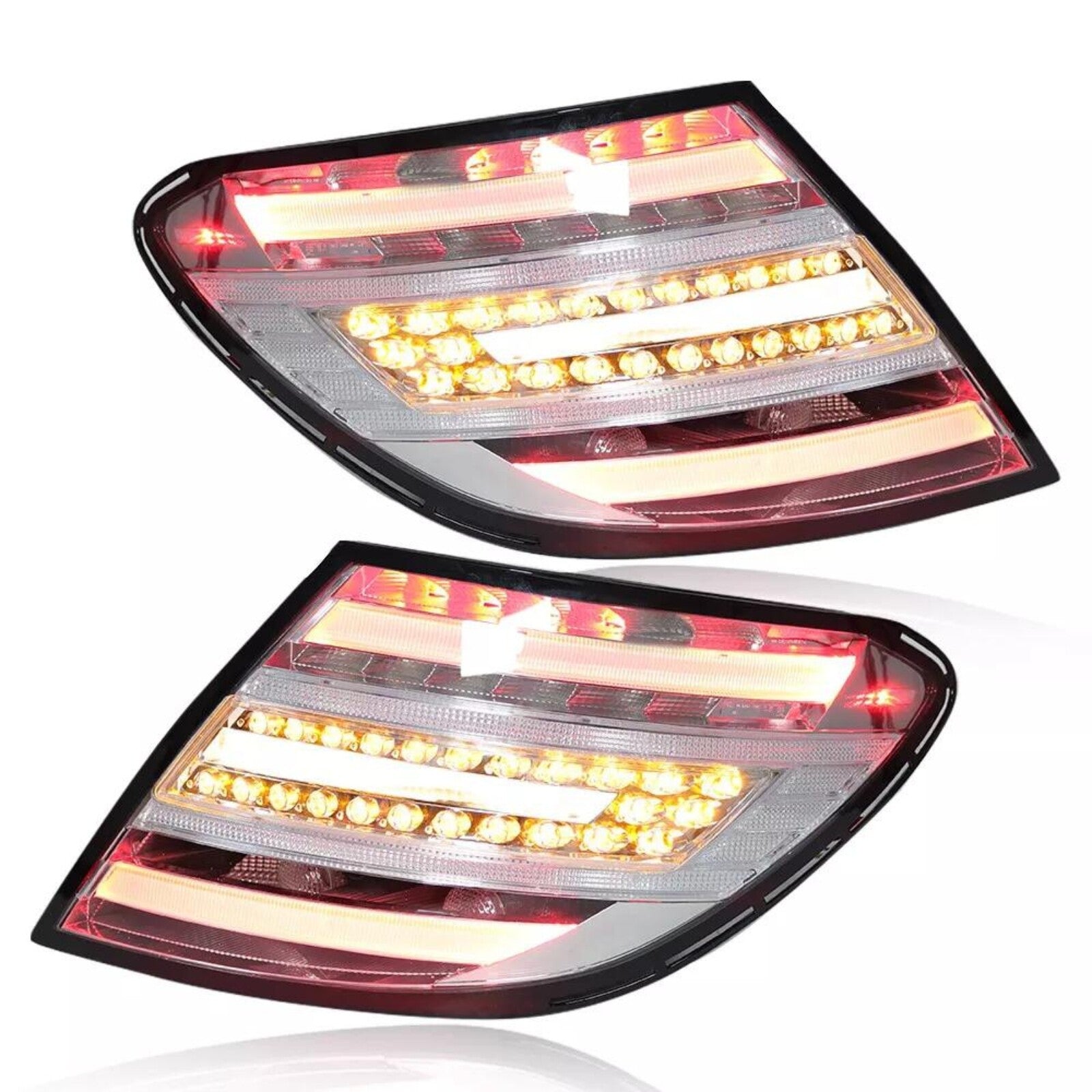 A pair of rear LED brake taillights are available on 2011-2014 for Mercedes-Benz W204, C250, C300, and C350 models.