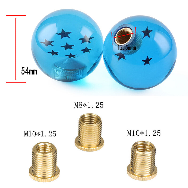 1Pc Blue Dragon Ball Shift Knob W/3 Adapter Universal Manual Transmission 7 Star