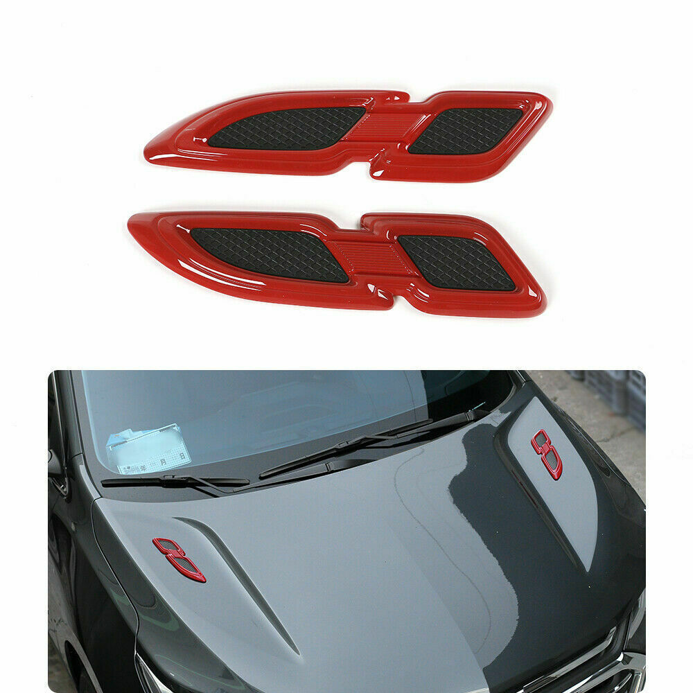 Red Car Hood Leaf Board Air Flow Vent Cover Trim for Jeep Grand Cherokee 2011-21