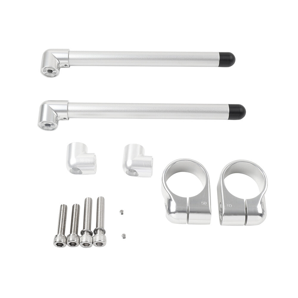 Silver Cafe Racer Bars 7/8 Universal Clip-On Handlebar Fork Tube 50MM