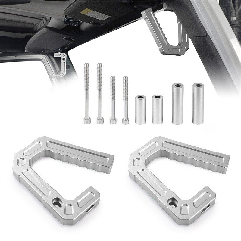 Sliver Rear+Front Roof Grab Grip Bar Pull Handles Kit For 07-18 for Jeep for Wrangler JK