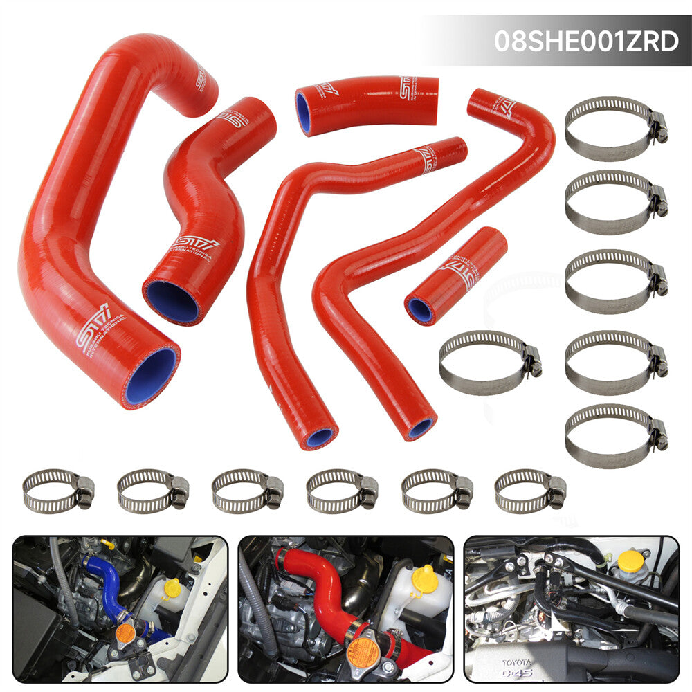 Radiator Coolant Silicone Hose + Clamps For 2013-2019 for Subaru BRZ -S GT86 Red
