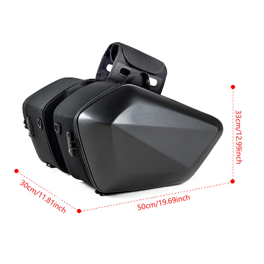 30-liter motorcycle dual saddle helmet storage hard shell side pockets with rain cover