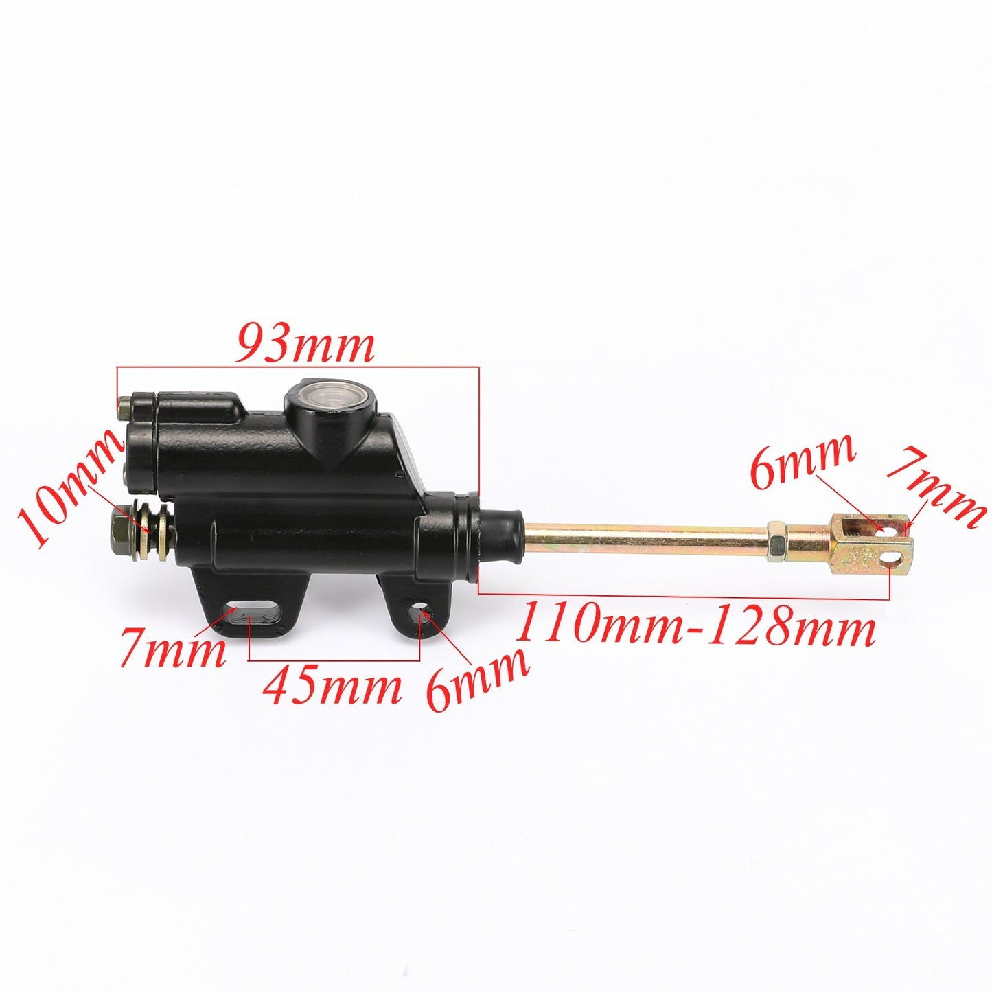 The go-kart rear brake master cylinder is suitable for 50cc, 70cc, 90cc, 110cc, and 125cc Dirt bicycles and all-terrain vehicles.
