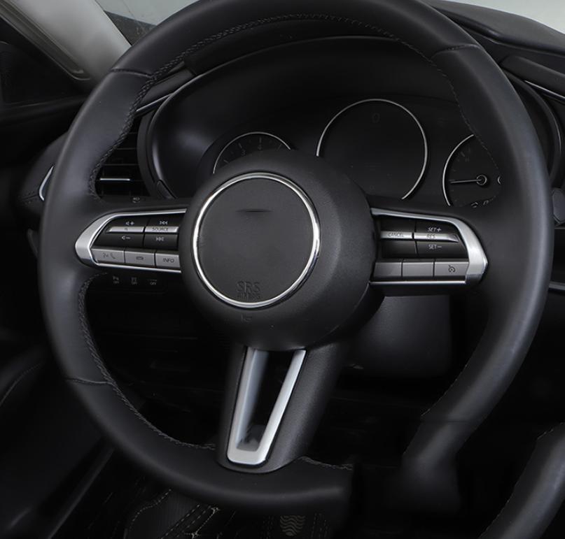 Refit for Mazda CX-30 2020-23 Matte Silver Inner Steering Wheel Frame Cover Trim