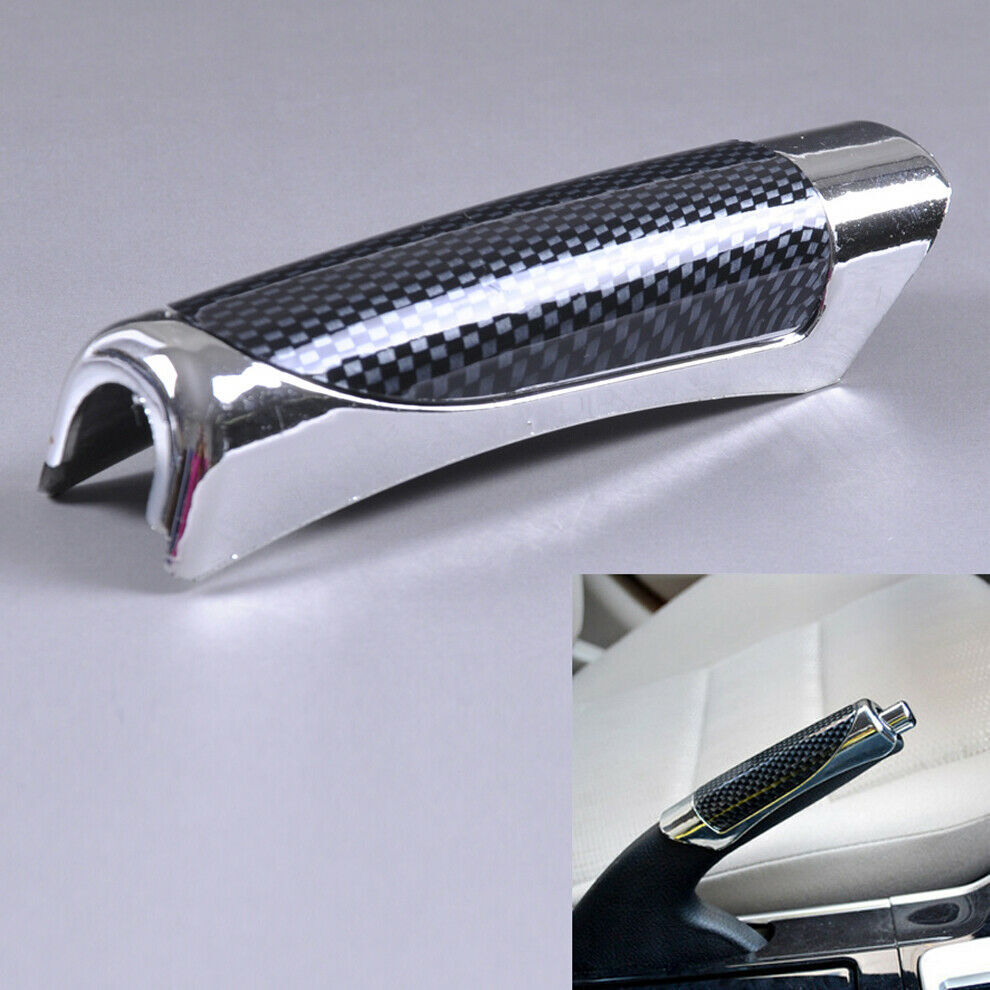 Black In-Car Carbon Fiber Style Hand Brake Protector Decoration Cover Car Part