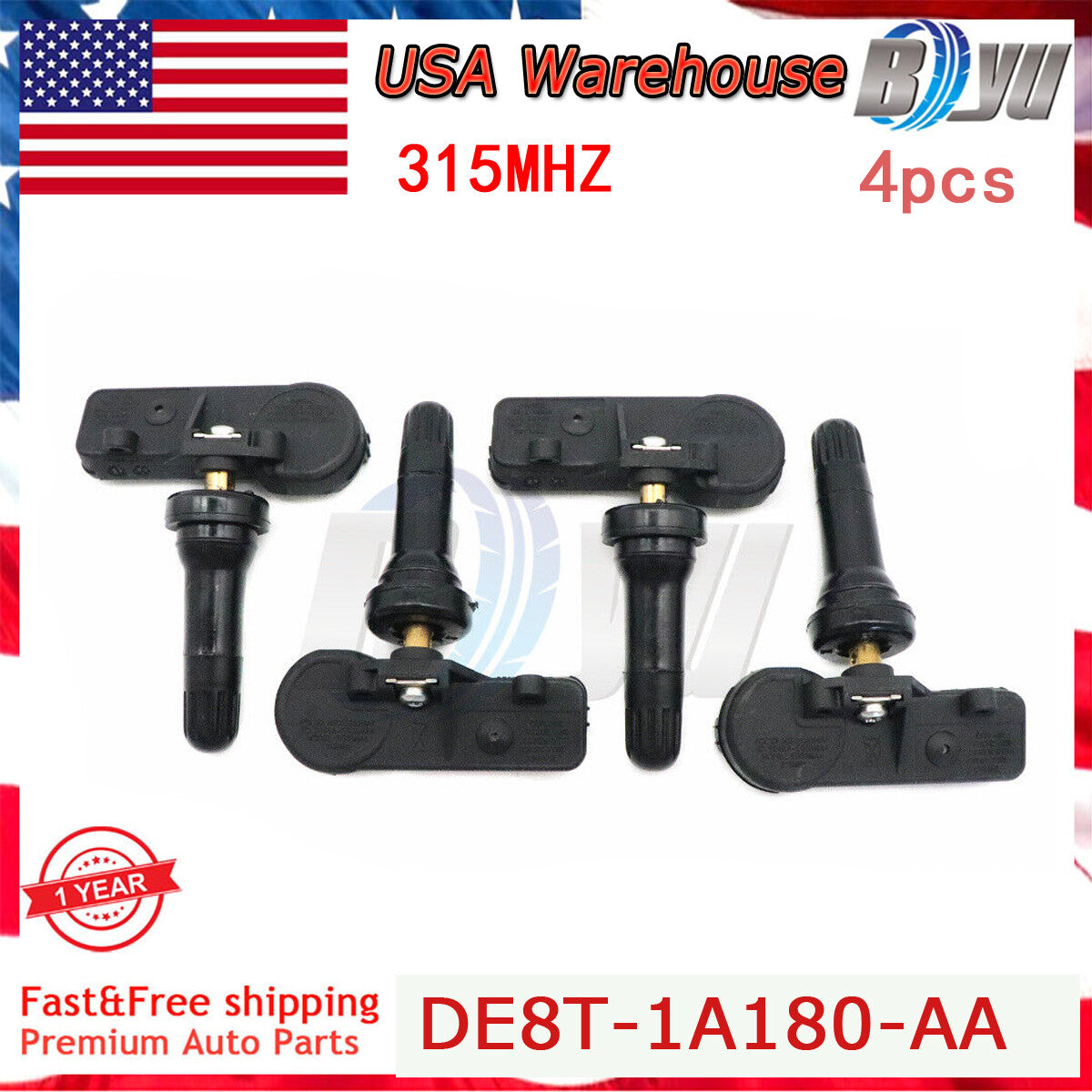 4X DE8T-1A180-AA US stock for Ford for Lincoln Tire Pressure Sensors TPMS