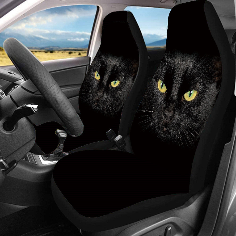 for Seat Cushion Car Front 2 Chair Black Cat Cover Accessory Protector Breathable