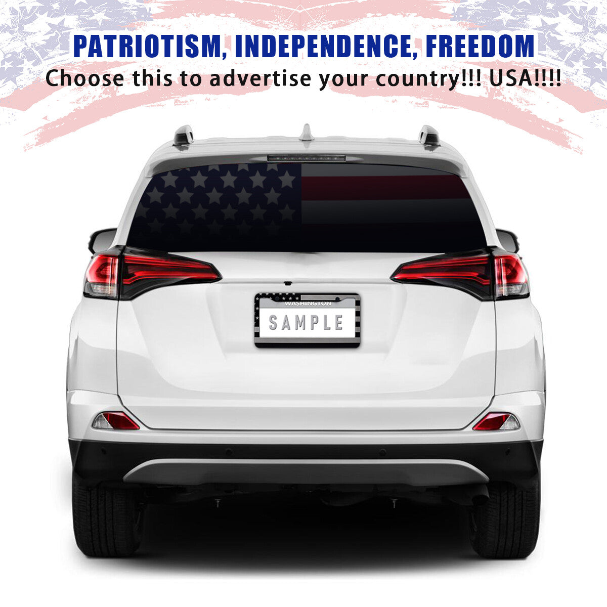 for Nissan American Flag Patriotic Black / Gray Aluminum License Plate Frame