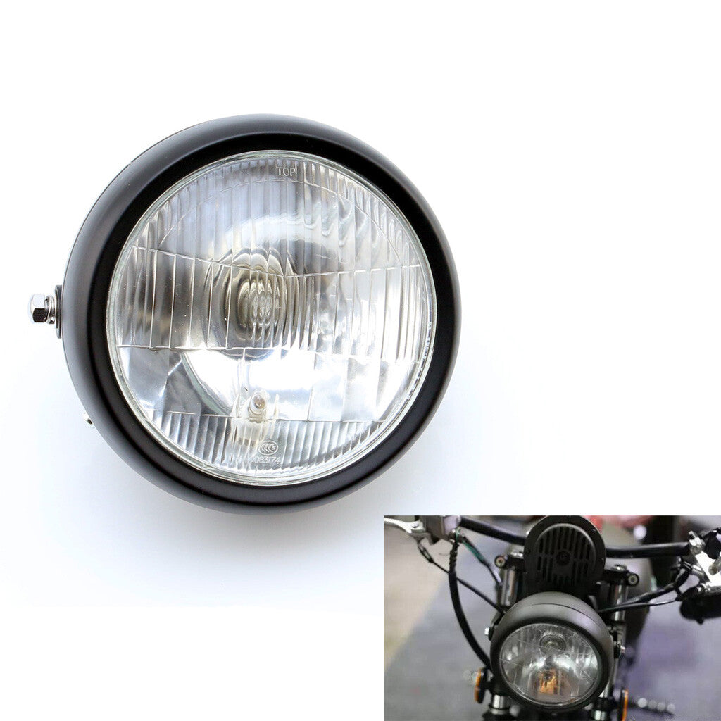 Motorcycle GN125 Headlight 12V Metal Retro Halogen Front Light Cafe Racer Bobber