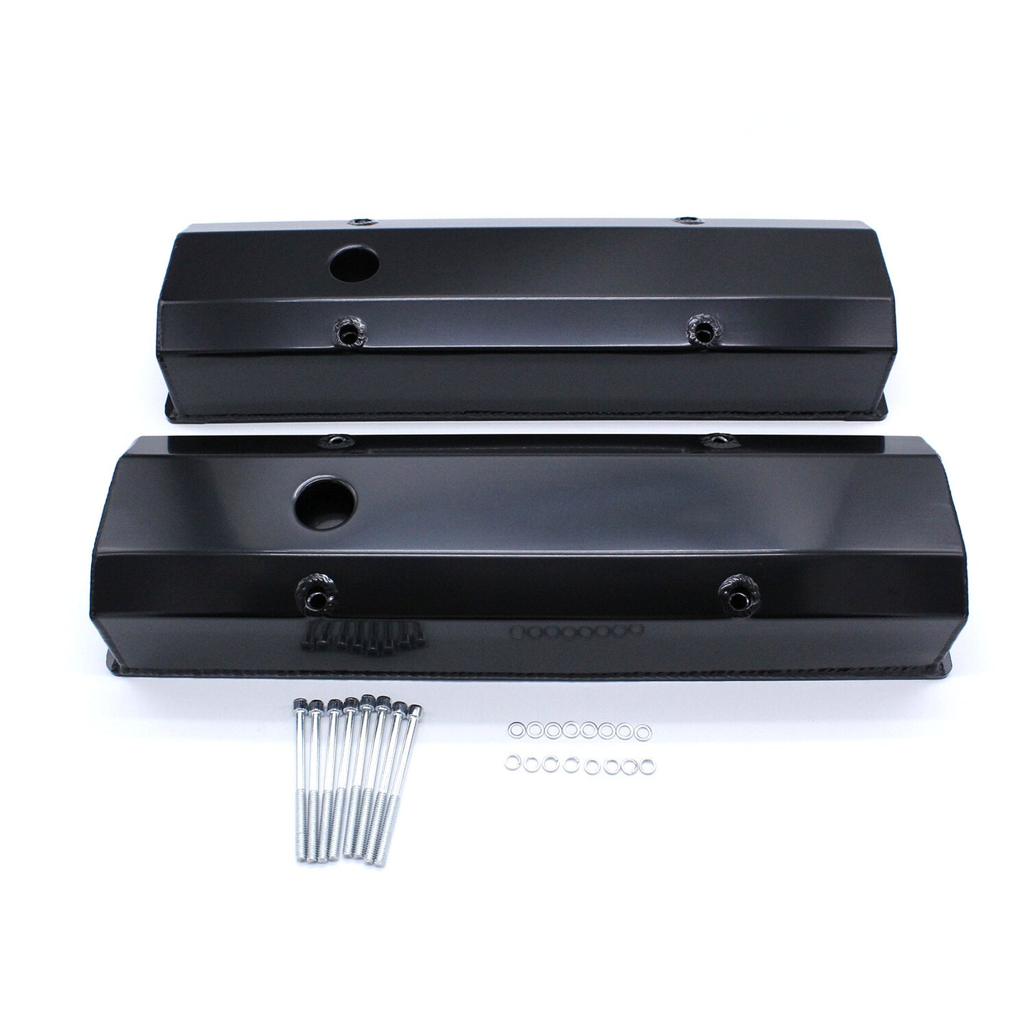 2 for Chevy Fabricated Aluminum Tall Valve Covers 1/4 Rail Suitable For SBC 327 383