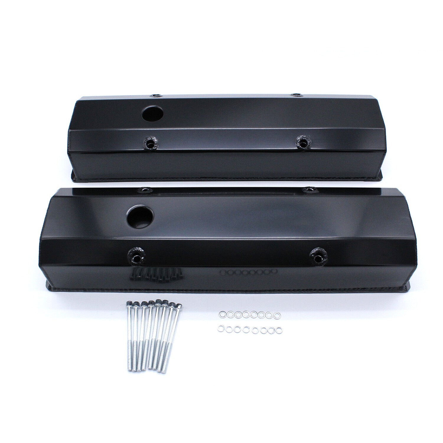 2 for Chevy Fabricated Aluminum Tall Valve Covers 1/4 Rail Suitable For SBC 327 383