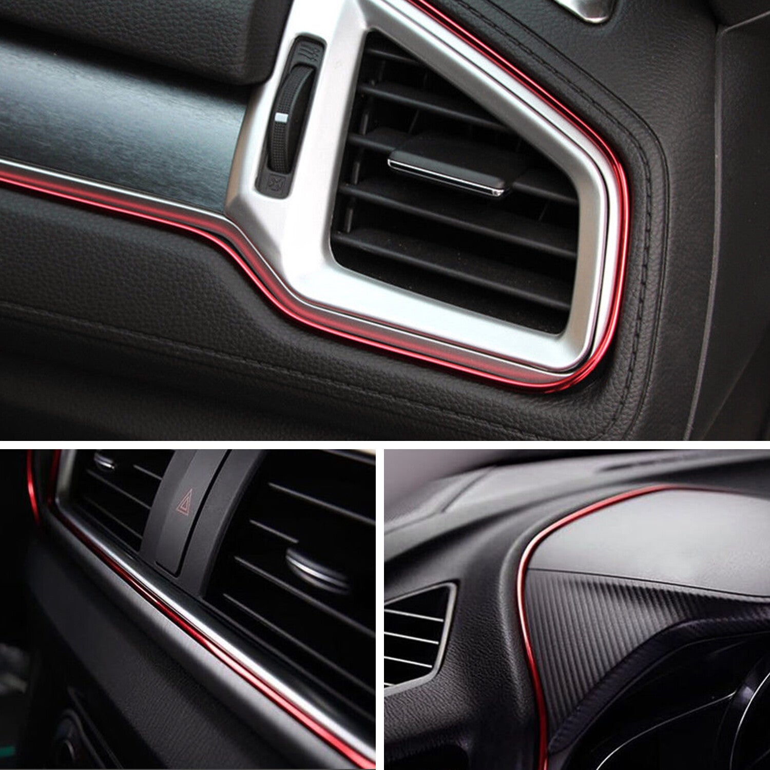 16ft Car Interior Door Gap Edge Line Molding Trim Strip Decorate Red Accessories