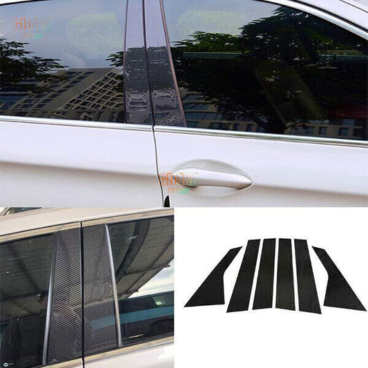 for Cadillac XTS 2013-2019 Carbon Fiber PC Window BC Pillar Post Strip Trim 6PCS