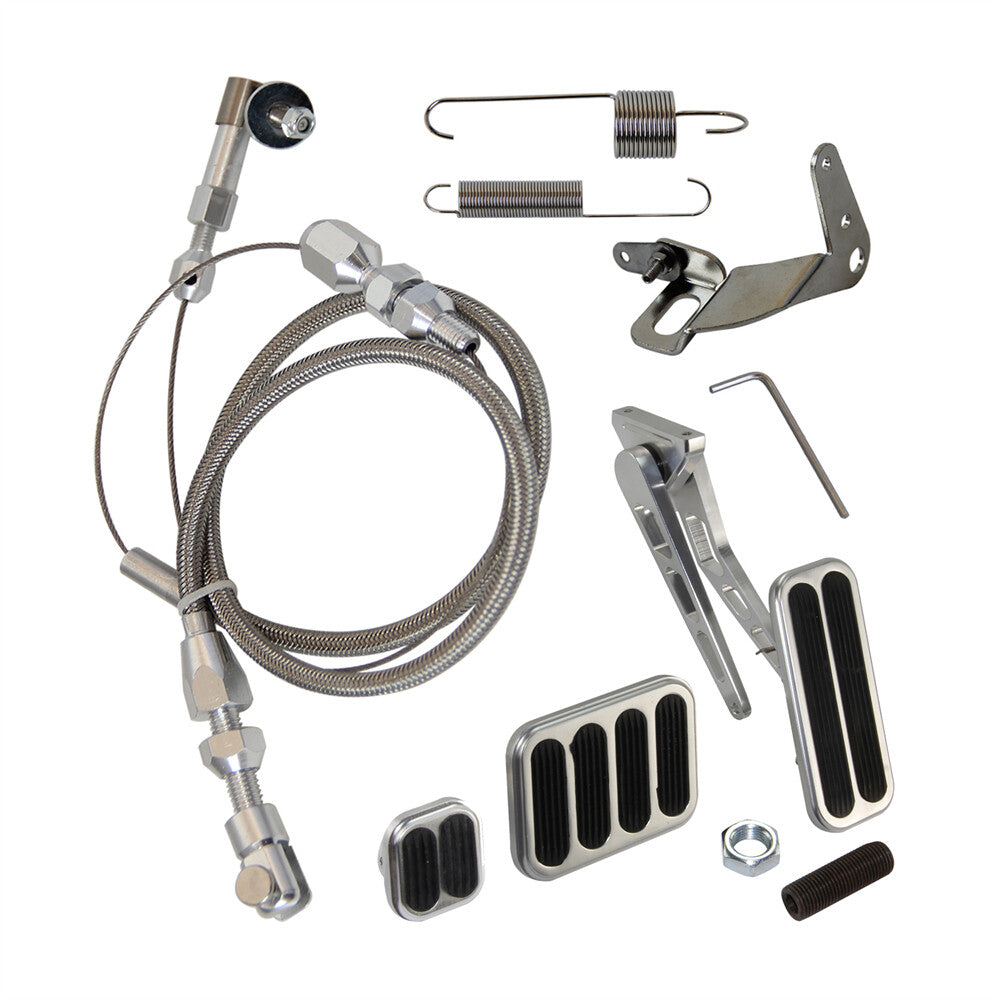 Aluminum Gas Pedal w/Brake +Clutch Pad  36 Throttle Cable Bracket Spring Kit