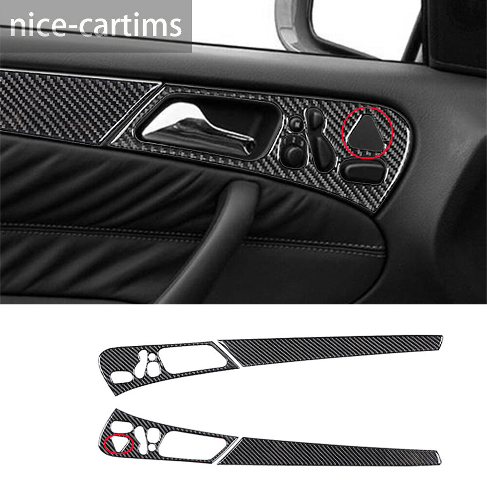 Carbon Fiber Interior Front Door Handle Panel Trim for Benz C Class W203 2005-07