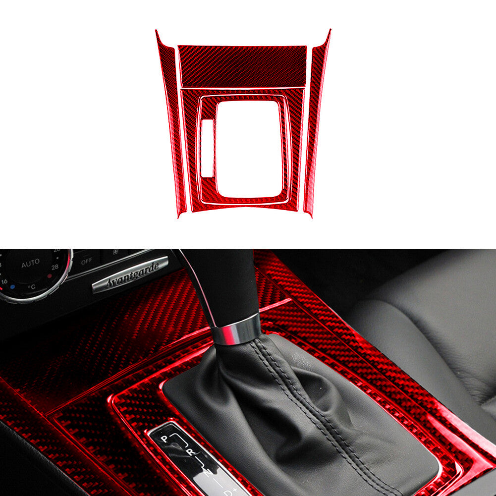 Red Carbon Fiber Gear Shift Panel Trim for Mercedes-Benz C Class W204 2007-2013