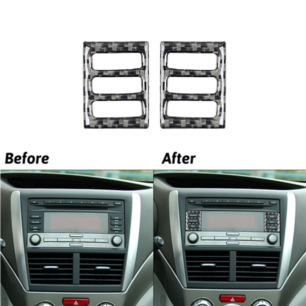 2Pcs Carbon Fiber Radio Console Buttons Cover Trim for Subaru Forester 2009-2013
