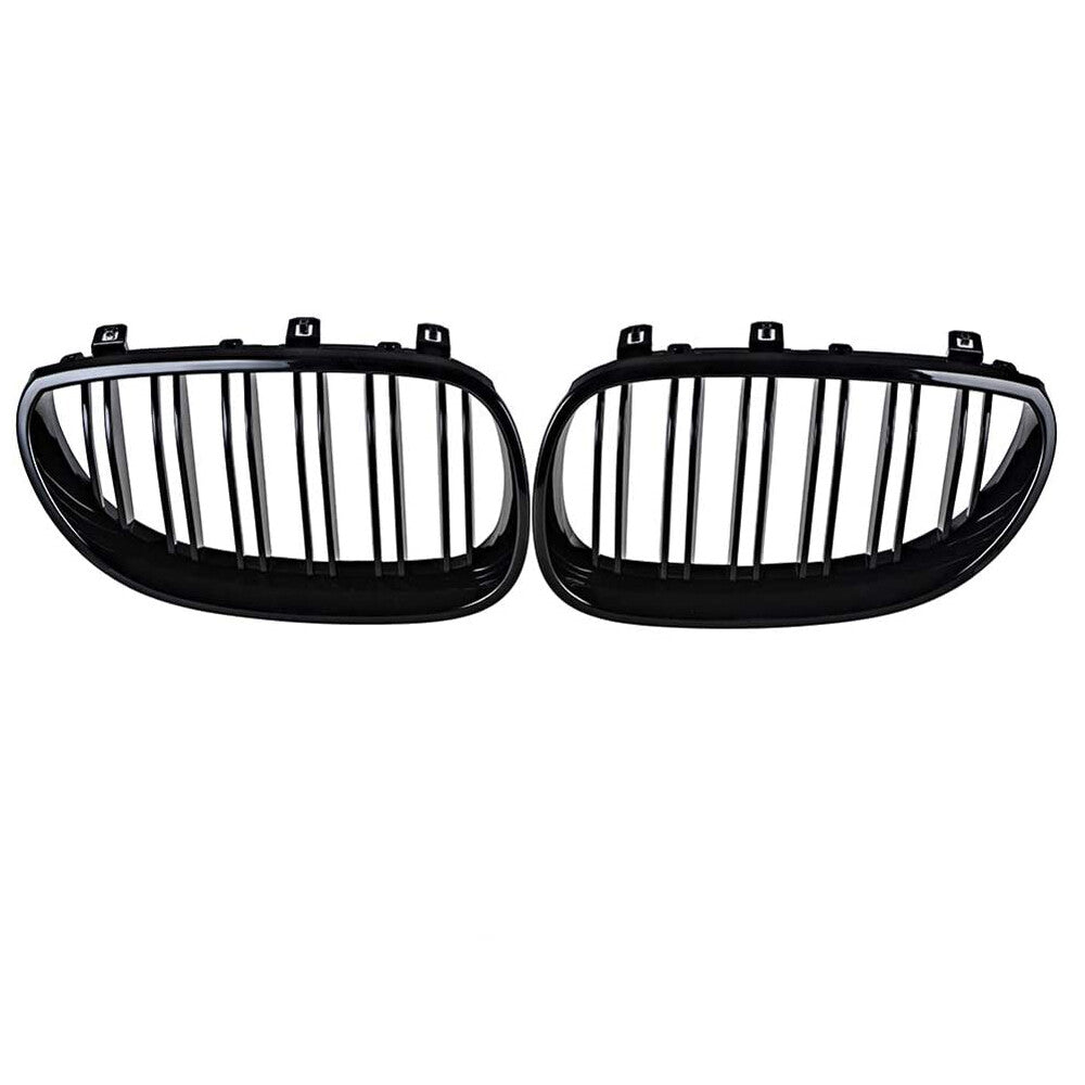 Twin-bar gloss black bumper and kidney grille suitable for BMW E60, E61, 5 Series, and M5 (2003-2010).