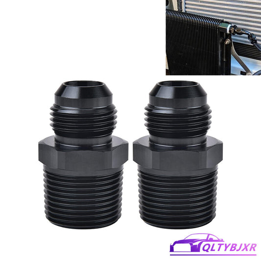 2Pcs 3/4 NPT to10AN Adapter Pipe Thread to AN10 Male Flare Fitting Black