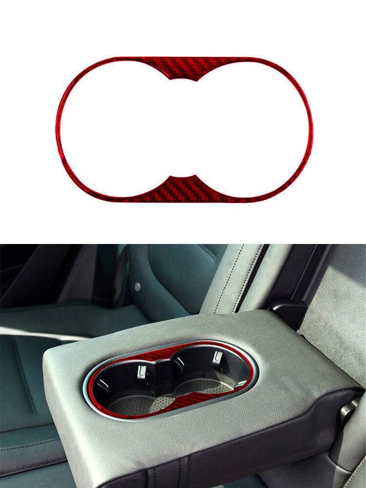 Red Carbon Fibre Cup Holder Rear Trim for VW Touareg 2011-2018
