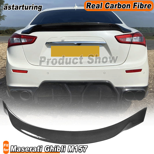 for Maserati Ghibli M157 2014-2016 REAL CARBON Rear Trunk Boot Spoiler Wing Lip