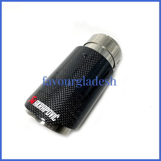 1 X IN 2.5 63MM OUT: 3.0 76MM Akrapovic Glossy Carbon Fiber Pipe Exhaust Tip