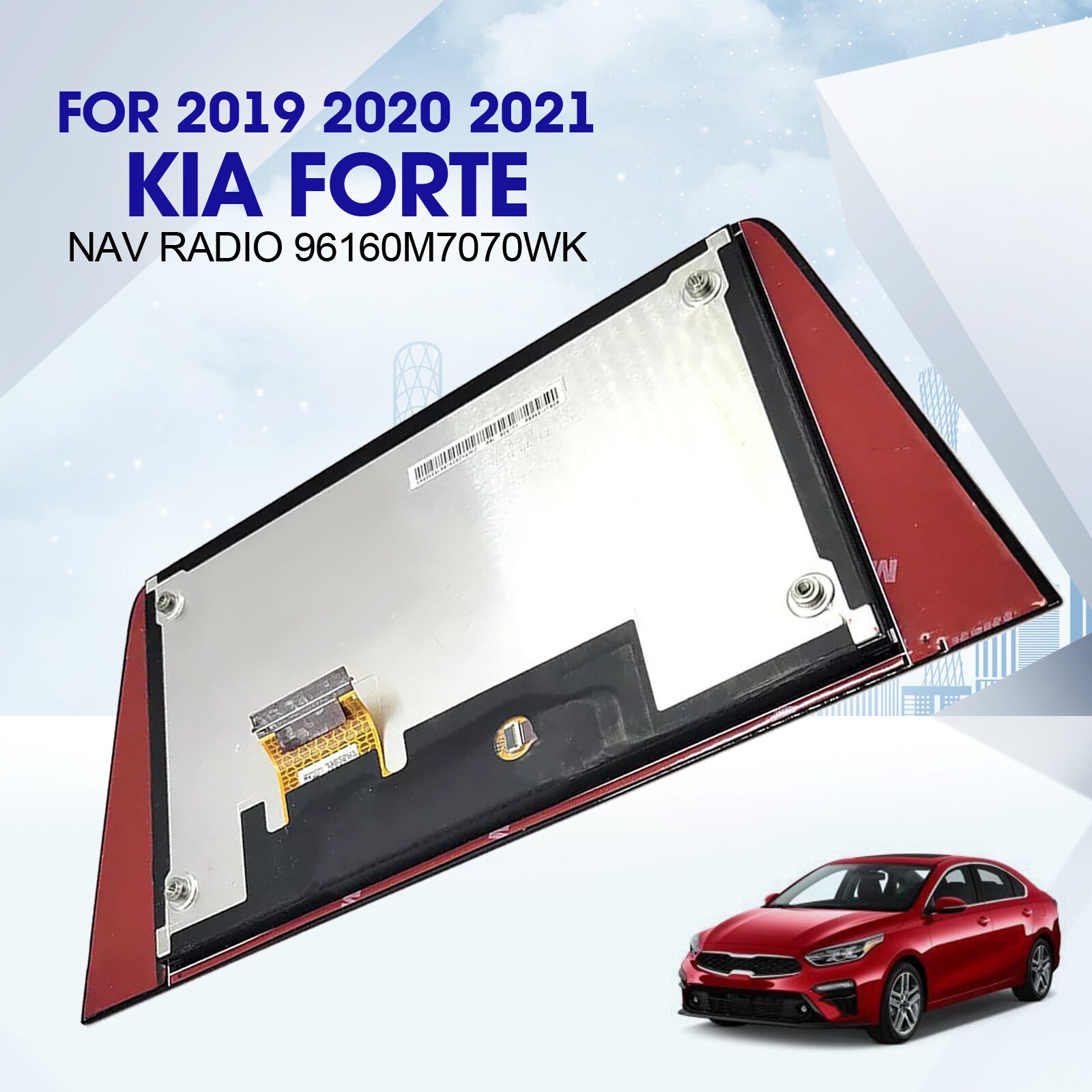 Suitable for 2019, 2020, and 2021 for Kia Forte Nav radio with 8-inch LCD display and touchscreen.