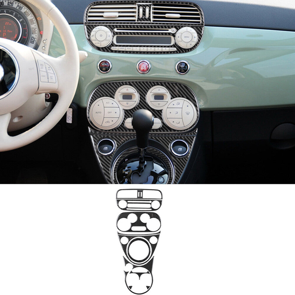 11X Carbon Fiber Digital Climate Center Console Trim Kit For 2012-2015 for Fiat 500