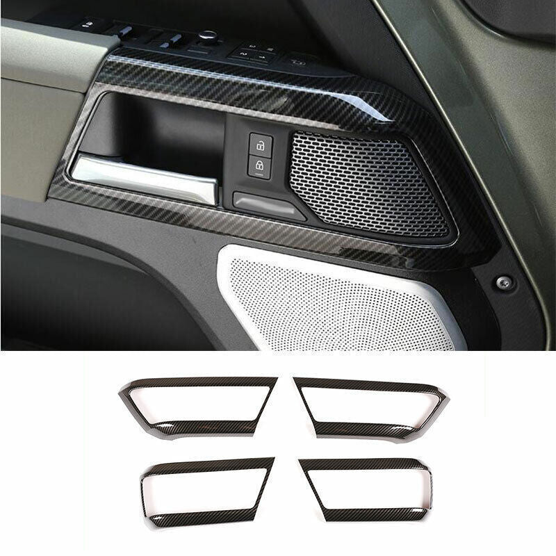 for Land Rover for Defender 110 2020-25 Carbon Fiber Inner Door Handle Frame Trim 4X