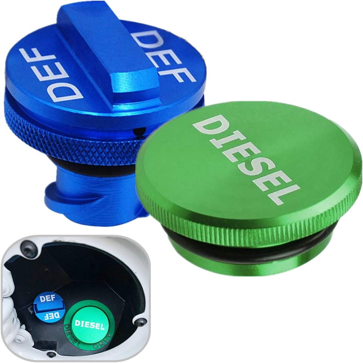 DIESEL fuel caps and DEF caps fit 2013-2018 for Dodge for Ram 2500 3500 aluminum.