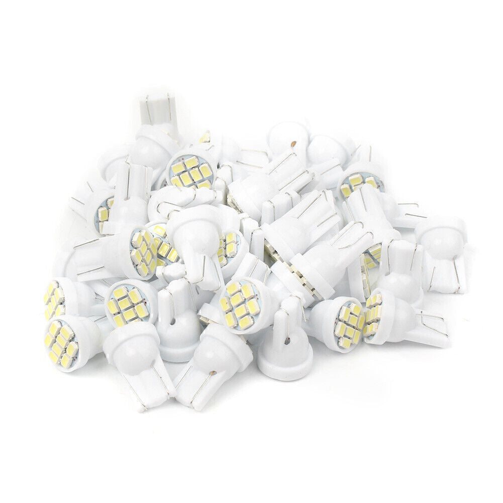 LED Interior Light Bulbs Super White T10 Wedge 8-SMD 5050 Car 50PCS Auto