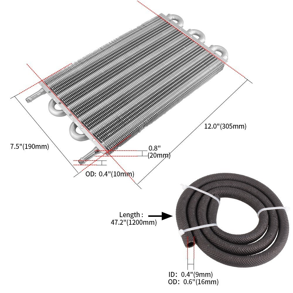 New Silver 6 Rows Remote Transmission Oil Cool MT/AT Radiator Converter Kit